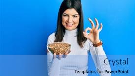  Presentation with lentils - Presentation having young-hispanic-woman-holding-lentils background and a teal colored foreground