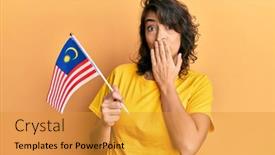  Presentation with malaysia flag - Amazing presentation design having young-hispanic-woman-holding-malaysia backdrop and a gold colored foreground