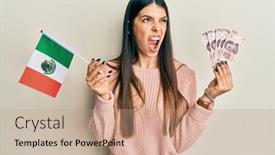  Presentation with mexico flag - Slide deck having young-hispanic-woman-holding-mexico background and a coral colored foreground