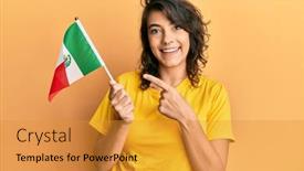  Presentation with mexico flag - Presentation theme featuring young-hispanic-woman-holding-mexico background and a gold colored foreground