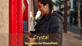  Presentation with bank teller - Slides having young-hispanic-woman-holding-money background and a tawny brown colored foreground