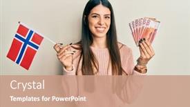  Presentation with norway - PPT theme consisting of young-hispanic-woman-holding-norway background and a coral colored foreground