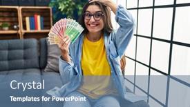  Presentation with stressed - Presentation theme having young-hispanic-woman-holding-norwegian background and a ocean colored foreground