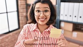  Presentation with self - Slides with young-hispanic-woman-holding-paper background and a coral colored foreground
