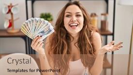  Presentation with sol - Slide deck consisting of young-hispanic-woman-holding-peruvian background and a coral colored foreground