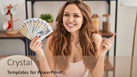  Presentation with sol - PPT layouts enhanced with young-hispanic-woman-holding-peruvian background and a coral colored foreground