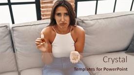  Presentation with cbd - Slides consisting of young-hispanic-woman-holding-pills background and a coral colored foreground