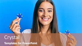 Presentation with poker chips - PPT layouts having young-hispanic-woman-holding-poker background and a coral colored foreground