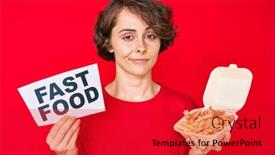  Presentation with simple food - Theme having young-hispanic-woman-holding-potato background and a crimson colored foreground