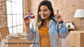  Presentation with pregnancy - Slide deck having young-hispanic-woman-holding-pregnancy background and a coral colored foreground