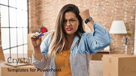  Presentation with pregnancy - PPT layouts enhanced with young-hispanic-woman-holding-pregnancy background and a coral colored foreground