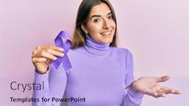  Presentation with hispanic - Amazing PPT theme having young-hispanic-woman-holding-purple backdrop and a light blue colored foreground