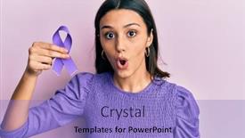  Presentation with awareness - Amazing presentation having young-hispanic-woman-holding-purple backdrop and a light blue colored foreground