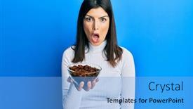  Presentation with hispanic - Slide set featuring young-hispanic-woman-holding-raisins background and a light blue colored foreground