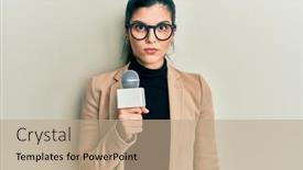  Presentation with attitude - Slides consisting of young-hispanic-woman-holding-reporter background and a coral colored foreground