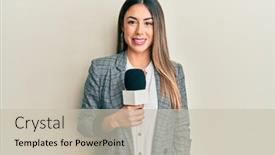  Presentation with confident young hispanic woman - PPT layouts having young-hispanic-woman-holding-reporter background and a soft green colored foreground