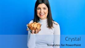  Presentation with salty - Beautiful presentation design featuring young-hispanic-woman-holding-salty backdrop and a light blue colored foreground