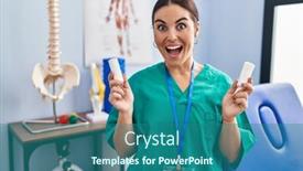  Presentation with hispanic - Slide set having young-hispanic-woman-holding-strip background and a ocean colored foreground