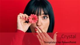  Presentation with sunflower sunflower sunflower sunflower sunflower - Slide set consisting of young-hispanic-woman-holding-sunflower background and a crimson colored foreground