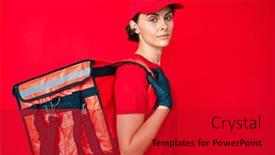  Presentation with confident young hispanic woman - Audience pleasing PPT theme consisting of young-hispanic-woman-holding-take backdrop and a crimson colored foreground