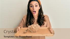  Presentation with whole grain flour - PPT theme enhanced with young-hispanic-woman-holding-tray background and a  colored foreground