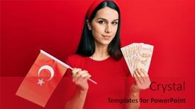  Presentation with turkey - Amazing slide set having young-hispanic-woman-holding-turkey backdrop and a crimson colored foreground
