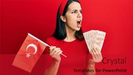  Presentation with turkey - Presentation having young-hispanic-woman-holding-turkey background and a  colored foreground