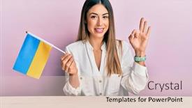  Presentation with ukraine - Presentation consisting of young-hispanic-woman-holding-ukraine background and a lemonade colored foreground