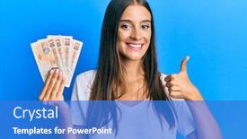  Presentation with united kingdom - Slides enhanced with young-hispanic-woman-holding-united background and a teal colored foreground