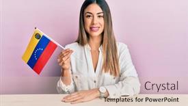  Presentation with confident young hispanic woman - Amazing presentation having young-hispanic-woman-holding-venezuelan backdrop and a lemonade colored foreground