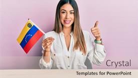  Presentation with hispanic - Beautiful slide set featuring young-hispanic-woman-holding-venezuelan backdrop and a lemonade colored foreground