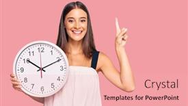  Presentation with clock face - Amazing slides having young-hispanic-woman-holding backdrop and a lemonade colored foreground