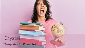  Presentation with woman world - Amazing slide deck having young-hispanic-woman-holding backdrop and a coral colored foreground