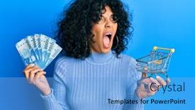  Presentation with chilean - Slide set consisting of young-hispanic-woman-holding background and a light blue colored foreground