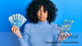  Presentation with chilean - Colorful slide set enhanced with young-hispanic-woman-holding backdrop and a light blue colored foreground