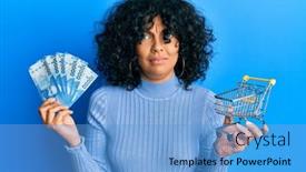  Presentation with supermarket - Theme enhanced with young-hispanic-woman-holding background and a light blue colored foreground