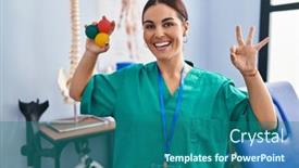  Presentation with muscle - Theme with young-hispanic-woman-holding background and a  colored foreground