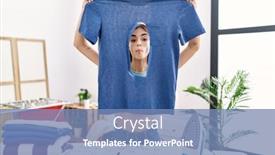  Presentation with laundry room - PPT theme featuring young-hispanic-woman-ironing-holding background and a teal colored foreground