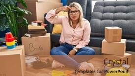  Presentation with acne woman - PPT theme featuring young-hispanic-woman-moving background and a coral colored foreground