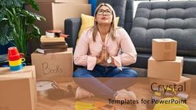  Presentation with praying hands - PPT layouts enhanced with young-hispanic-woman-moving background and a coral colored foreground