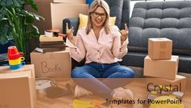  Presentation with rock music - Presentation theme featuring young-hispanic-woman-moving background and a coral colored foreground