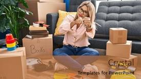  Presentation with violence woman - Presentation consisting of young-hispanic-woman-moving background and a coral colored foreground