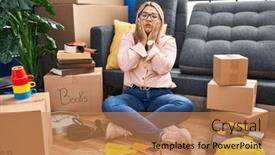  Presentation with sadness - Slide deck consisting of young-hispanic-woman-moving background and a coral colored foreground