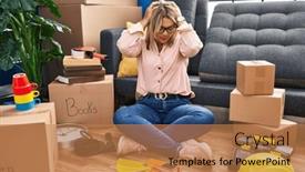  Presentation with migraine - PPT layouts featuring young-hispanic-woman-moving background and a  colored foreground