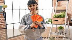  Presentation with simple - Slide deck featuring young-hispanic-woman-moving background and a  colored foreground