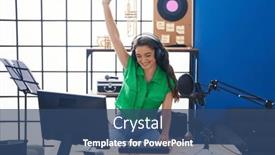  Presentation with music studio - Presentation theme enhanced with young-hispanic-woman-musician-having background and a  colored foreground