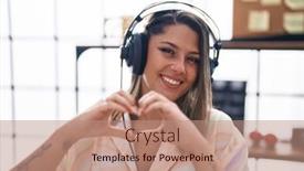  Presentation with listening woman - Slide deck enhanced with young-hispanic-woman-musician-listening background and a coral colored foreground