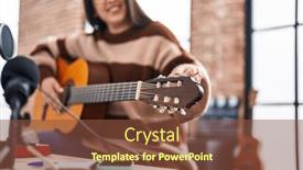  Presentation with music spanish - PPT theme with young-hispanic-woman-musician-playing background and a  colored foreground