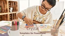  Presentation with clay - Presentation design featuring young-hispanic-woman-painting-clay background and a lemonade colored foreground