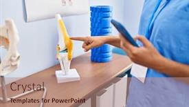  Presentation with rehab clinic - Slide set featuring young-hispanic-woman-physiotherapist-using background and a coral colored foreground